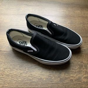 Vans Classic Slip-On PLATFORM Womens 9.5 Mens 8 Black EUC Slip Ons Shoes Canvas